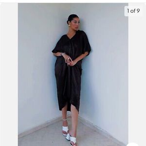 Zara Black Satin Effect Tunic Dress Size XL